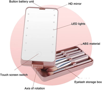 🔥🔥Travel Makeup Brush Set  with LED light
