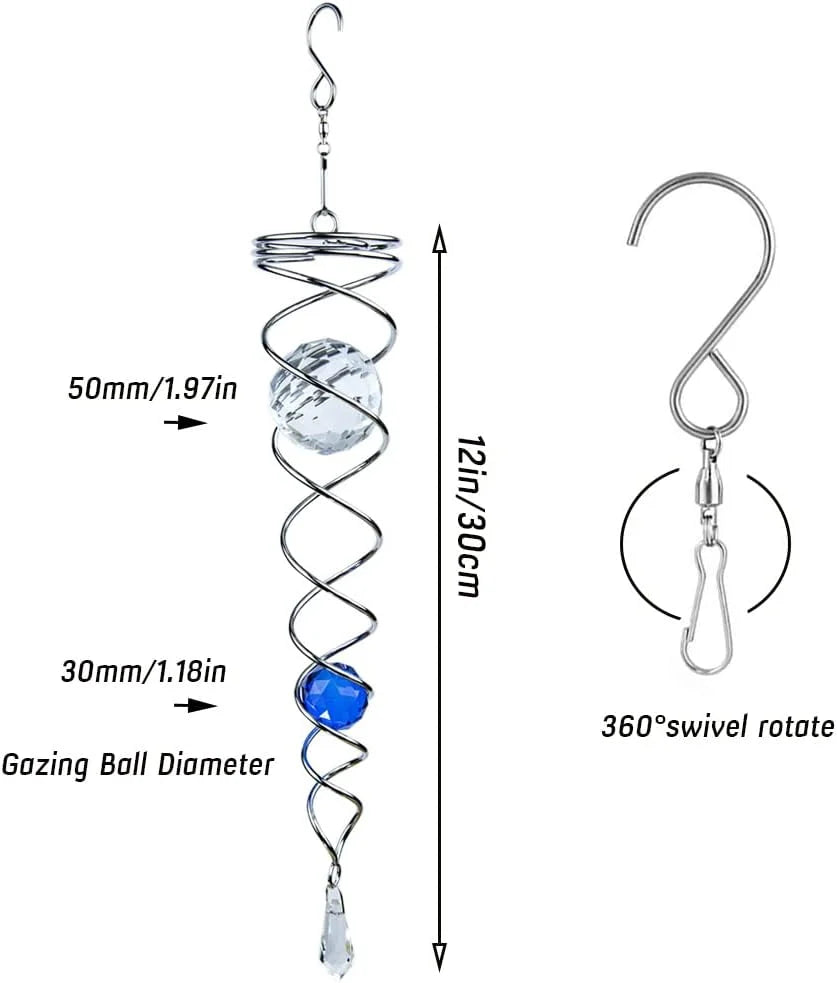 - Gazing Ball Spiral Tail Wind Spinner Stabilizer