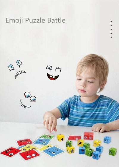 🎁2025 Parent-child Interactive Games Face-Changing Magic Cube Building Blocks