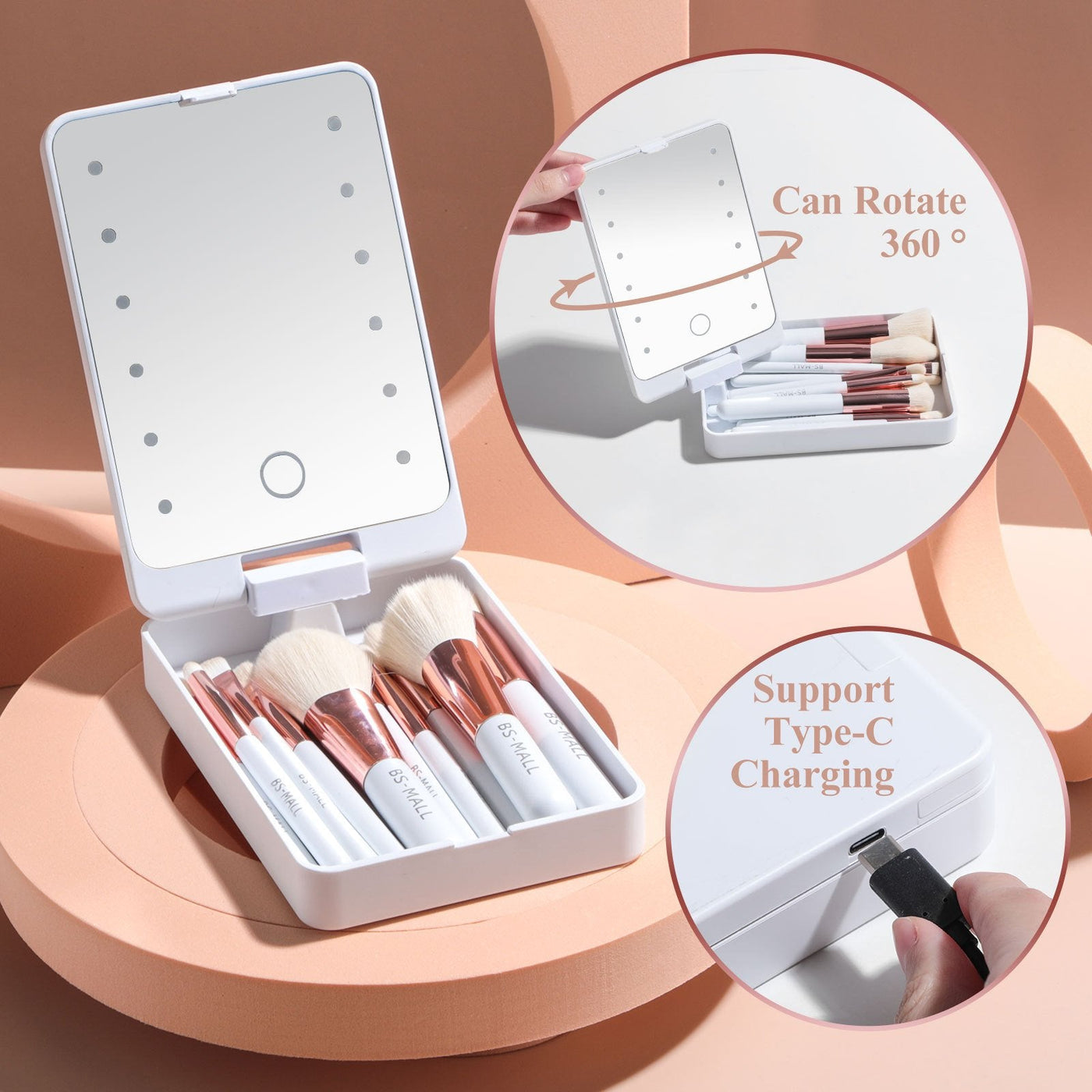 🔥🔥Travel Makeup Brush Set  with LED light
