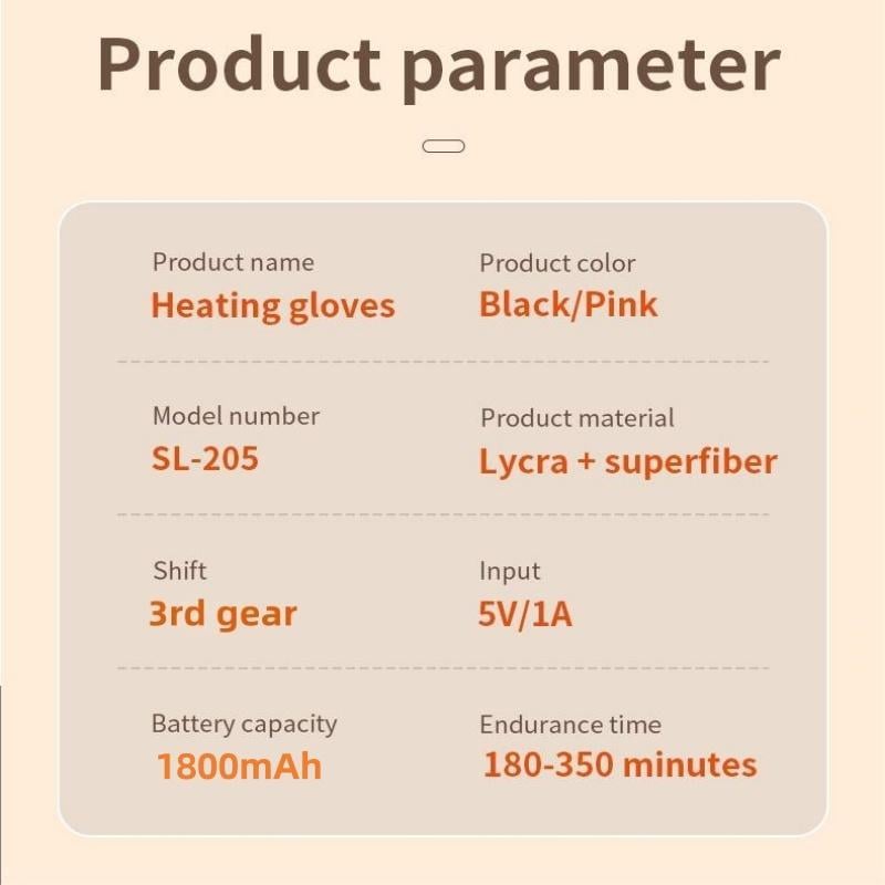 USB Adjustable heating gloves with digital display
