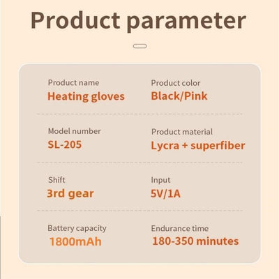 USB Adjustable heating gloves with digital display