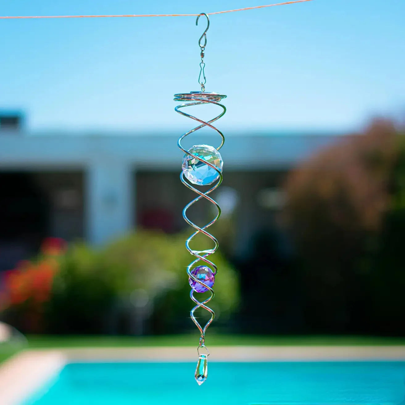 - Gazing Ball Spiral Tail Wind Spinner Stabilizer