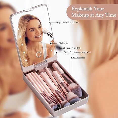 🔥🔥Travel Makeup Brush Set  with LED light